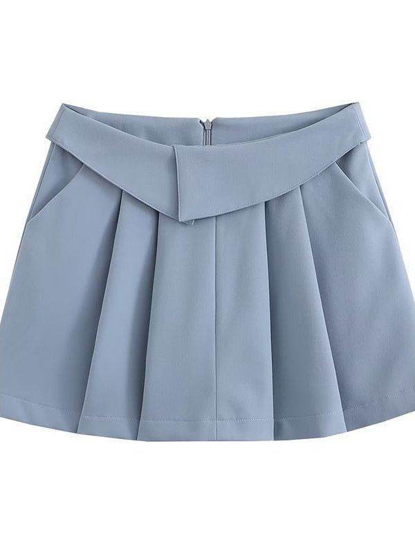 European And American Style College Style High Waist Mini Pleated Skirt