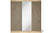 Emerio Mirrored 3 Sliding Door Freestanding Wardrobe - Maple Oak