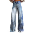 Women's 3D Printed Flared Denim Jeans – Graphic Print Wide Leg Jeans