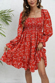 Casual Spring And Summer lantern Sleeve floral Mini Dress