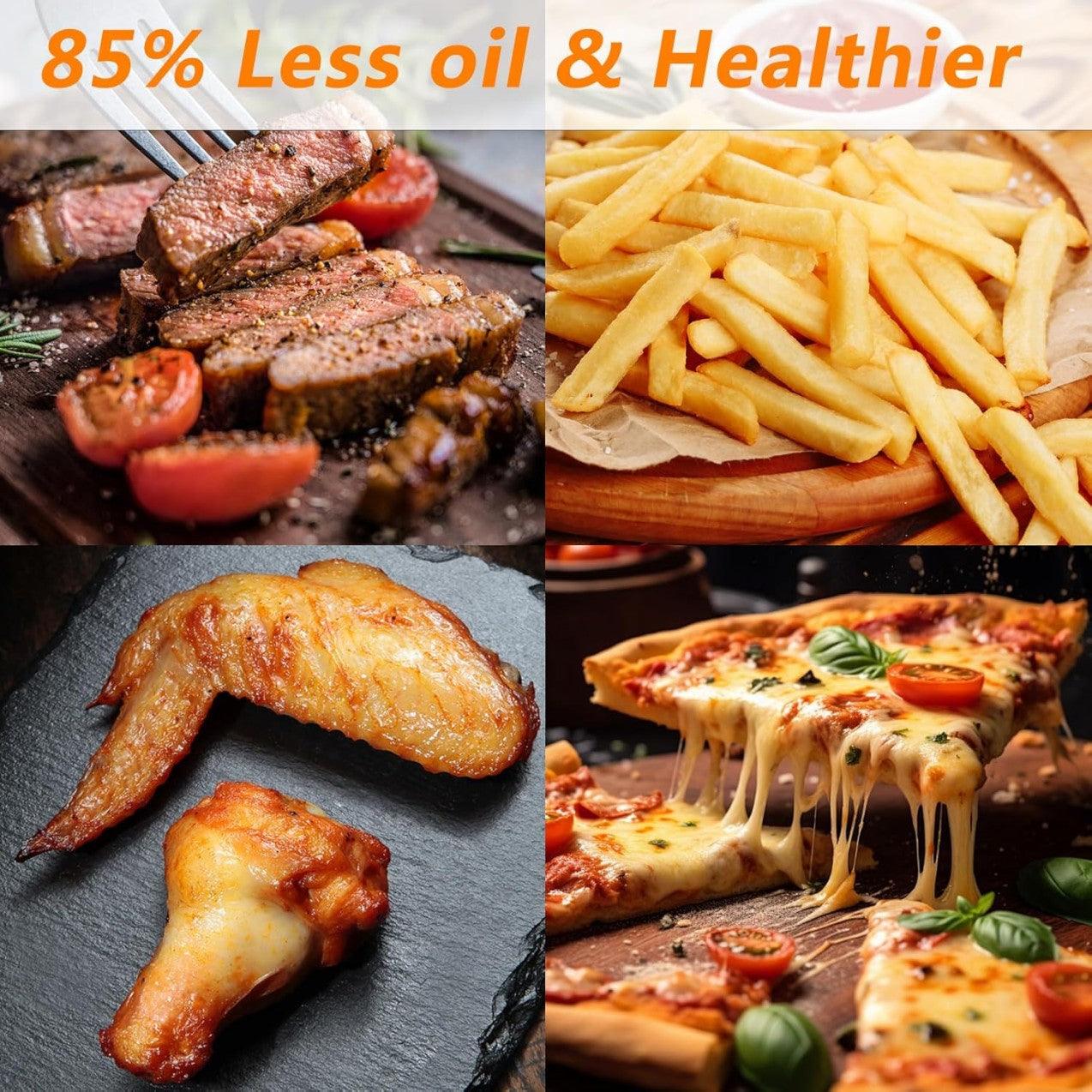 Stainless Steel 12.5 Qt Air Fryer, Dual Knob Control, 60-Min Timer, Presets For French Fries, Pizza, Chicken, Fish, And Toast Sleek Design, Healthy Cookie