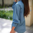 Classy Button Long Sleeve Simple Blouse Shirt   women shirt dress