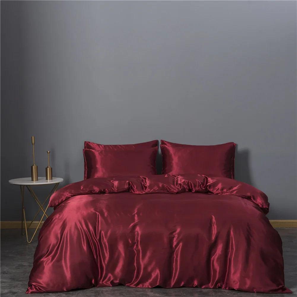 Solid Colour Sanding Washed Cotton Four-piece Duvet Cover Bed Set