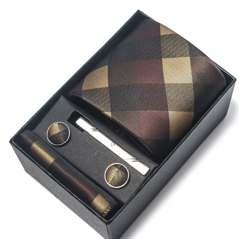 Men's Jacquard Woven Formal Tie Set – Rayon Arrow Necktie with Handkerchief, Tie Clip & Cufflinks | Canada & USA