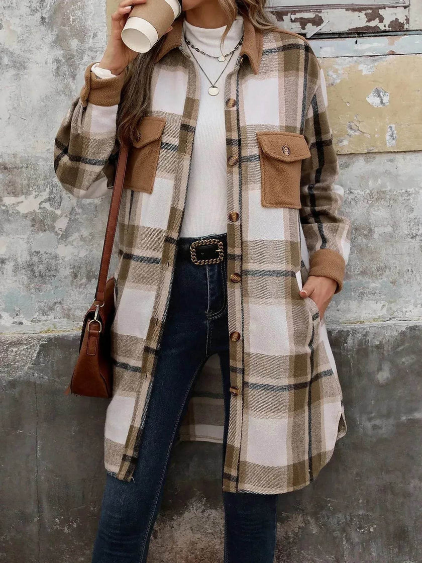 plaid jacket womens outfit Winter cashmere  Jacket Outwear for women