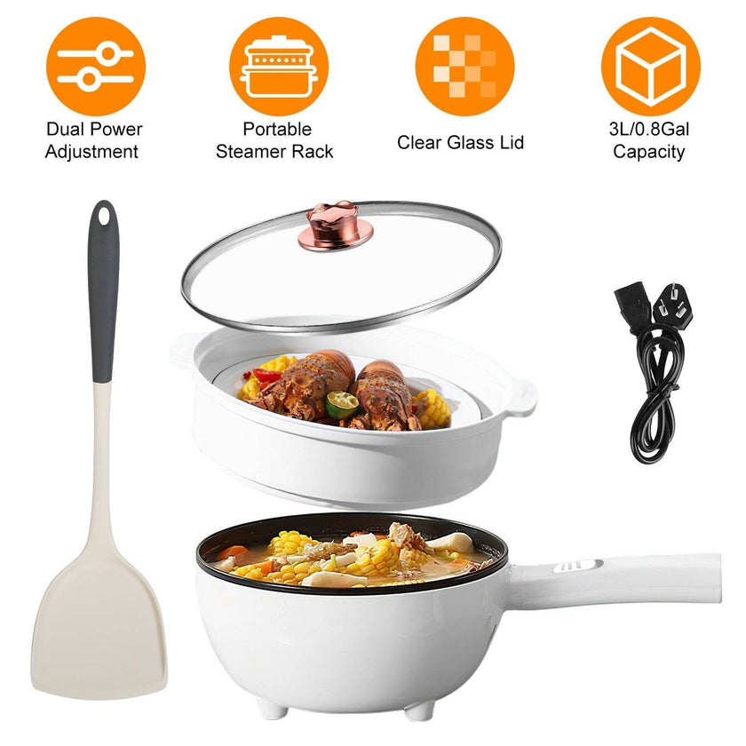 Electric Hot Pot Non-Stick Frying Pan Portable Rapid Noodles Cooker Electric Skillet