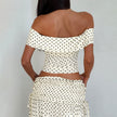 Polka-Dot Off-Shoulder Tube Top & Long Skirt Set with Side Bow | Women's Two-Piece