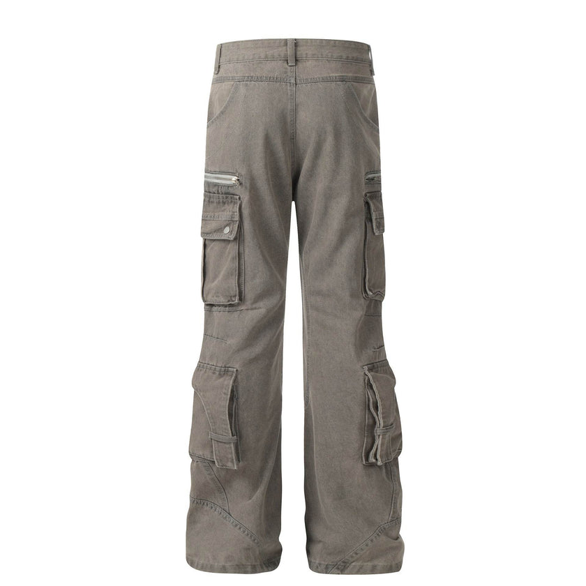 Solid Color Casual Multi-pocket Denim Jean Cargo Pants women
