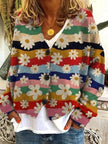 Christmas Abstract Printing Casual Cloak Coat Cardigan Sweater