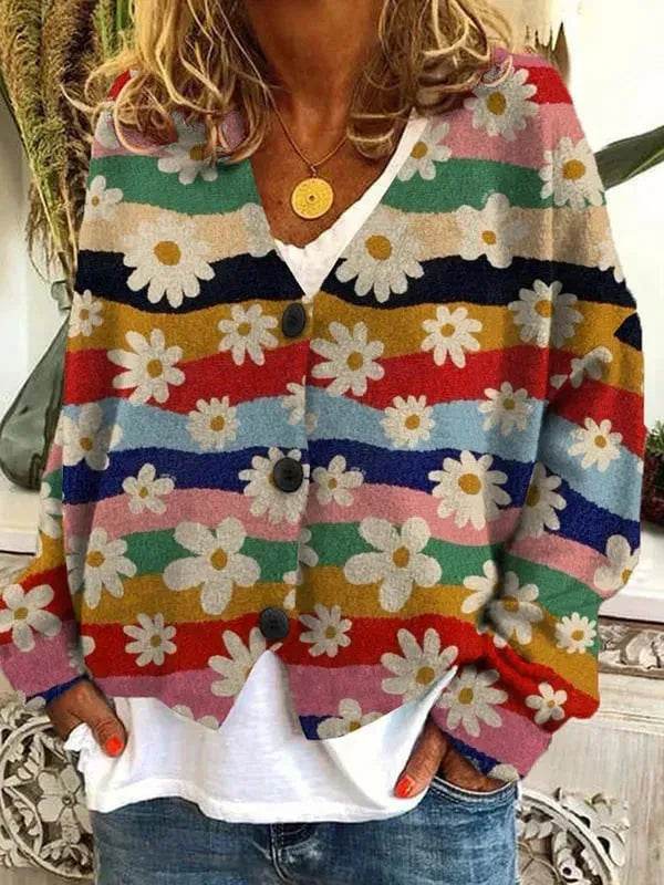 Christmas Abstract Printing Casual Cloak Coat Cardigan Sweater