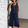 Sleeveless Tank Top And Straight-leg Capri Pants Casual Set
