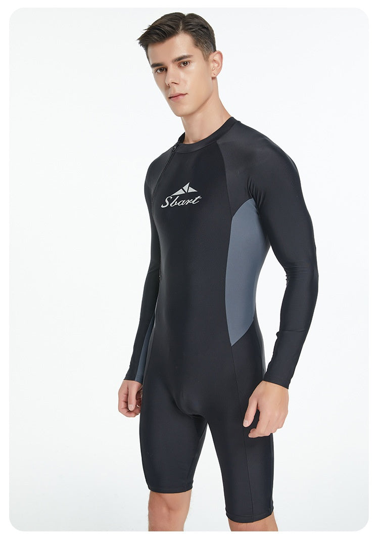 Men's One-Piece Long Sleeve Swimsuit | Sun Protection Quick-Dry Lycra Canada