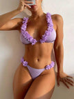 Women's 2-Piece Bikini Swimsuit Set Solid Colour Backless Bra and Briefs