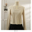Women's Bow Knit Sweater – Long Sleeve Low Neck Knitwear