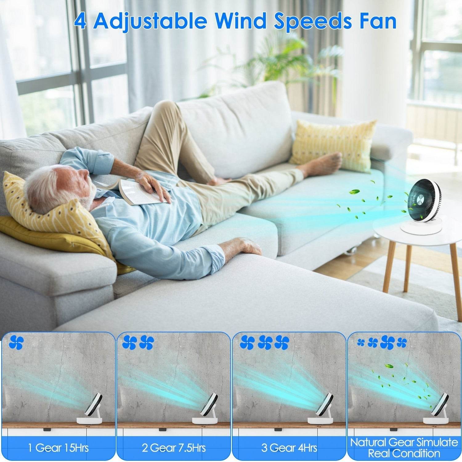 Foldable Rechargeable Portable Remote Control Desk Fan