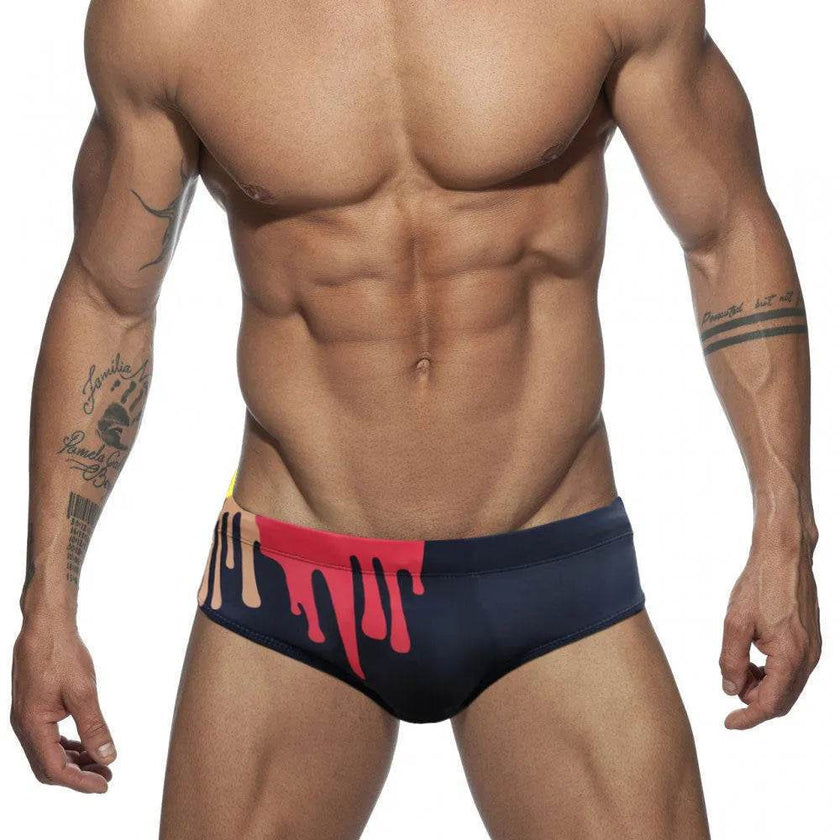 Men's Underwear Solid Color Printed Tape Cup Swim Briefs trunks
