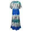 Women's Summer Tie Dye Maxi Dress Short Sleeve V Neck Casual Loose Long Split Dresses