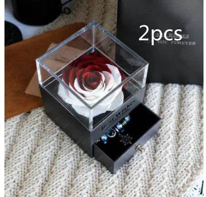 Eternal Flower Rose Jewelry Box for Birthday Presents Valentines Day Wedding Gift Box