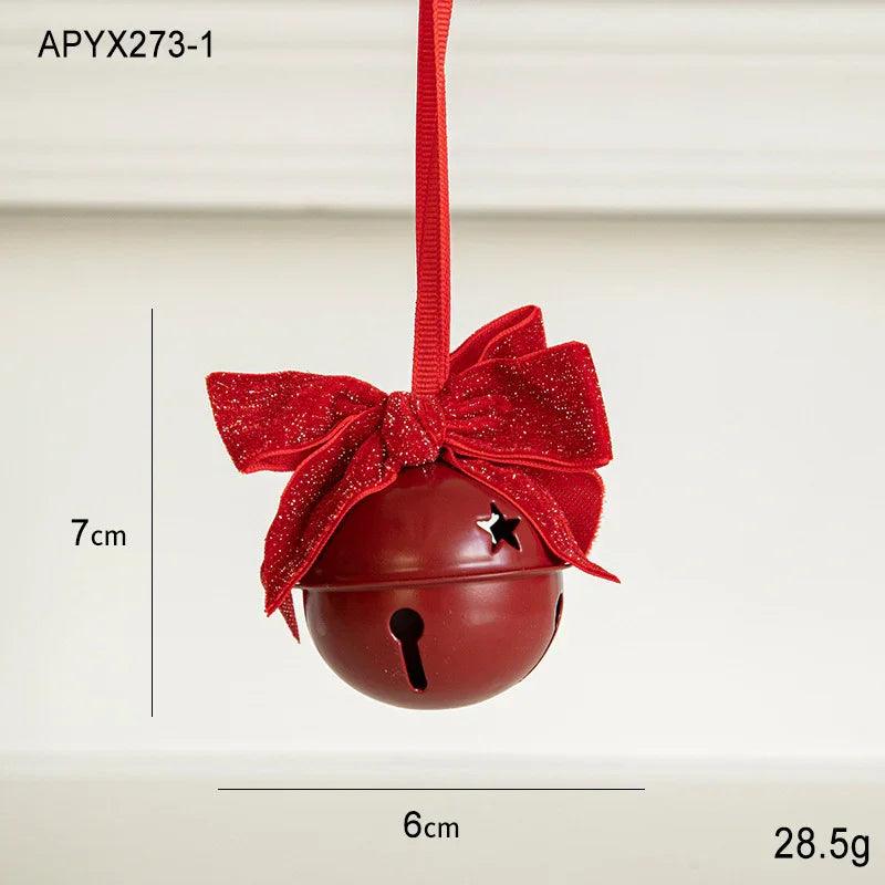 Christmas Little Bell Shape Velvet Bow Small Hanging Piece