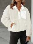 Women's Fashion Sweatshirt Fleece Stand Collar Zipper Pocket Top