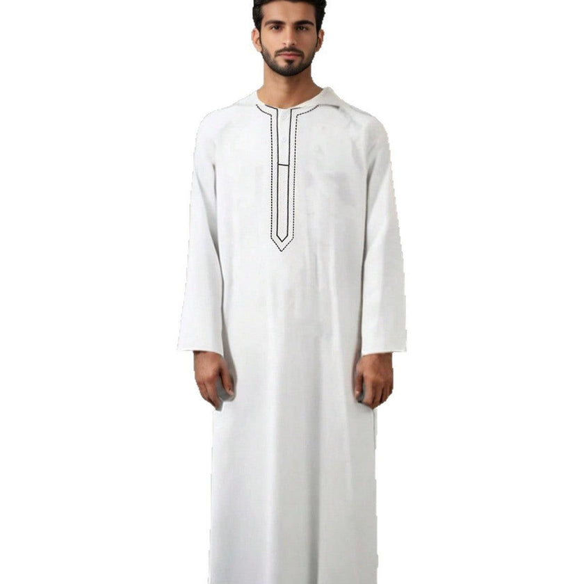 Long Sleeve Embroidered Hooded Men's Muslim Robes