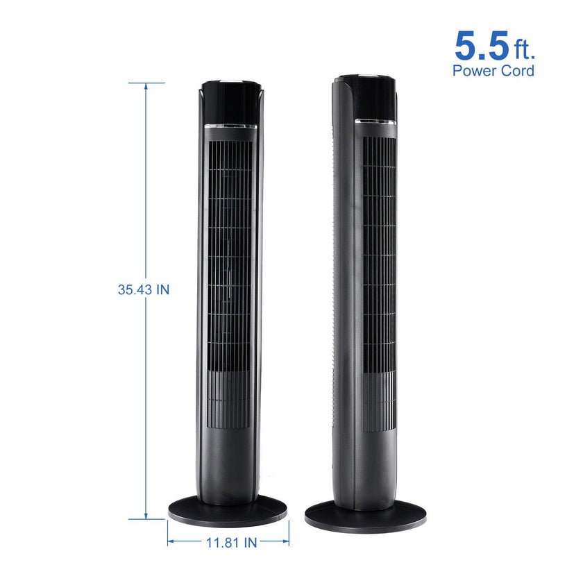 Standing Tower Fan 35-Inch – 5-Speed Remote Control, 12H Timer & 60° Oscillation