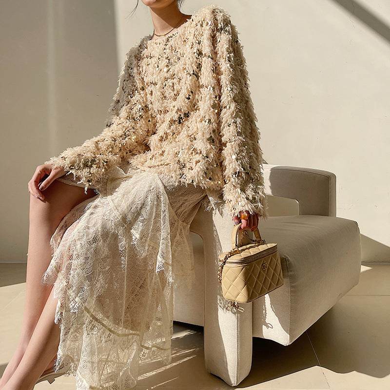 Spring Summer Irregular Cake Layer Lace Midi Tulle Skirt