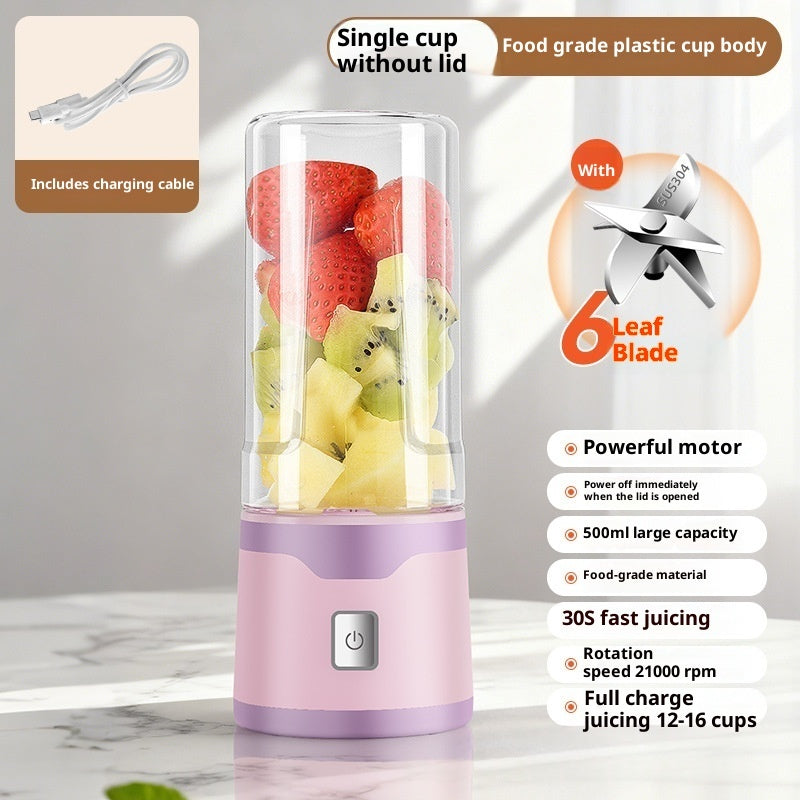 Rechargeable Electric Juicer Cup – Portable USB Blender with 6-Blade & Double Cup | 500ML
