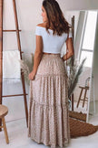 Casual Spring Summer Elastic Waist Pleated Mid Waist printed Maxi Skirt