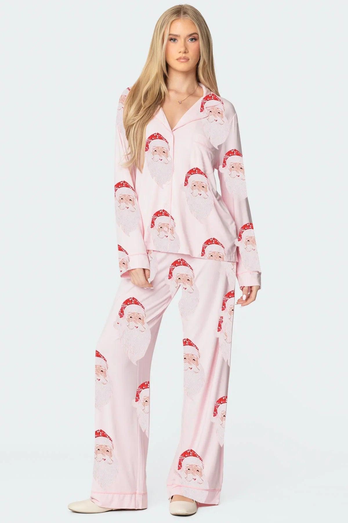 Christmas Printed Long-sleeved Trousers Autumn Ladies Home Leisure Suit