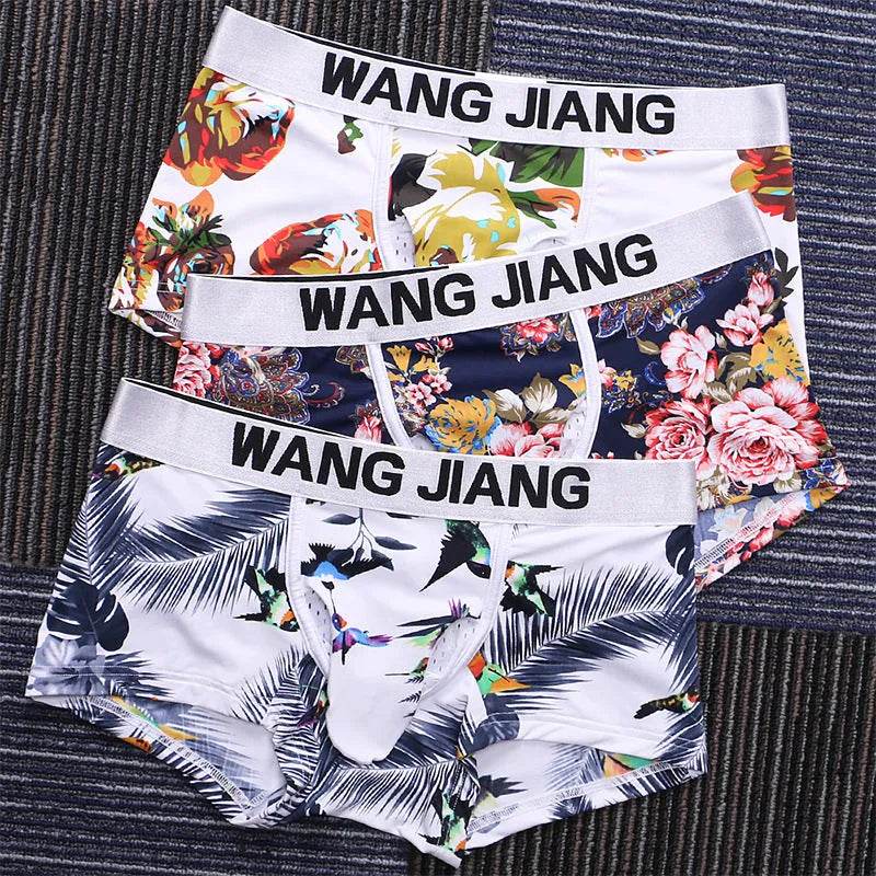 Silk Breathable Mesh Floral Ball sack Brief Boxers with Pouch Underwear