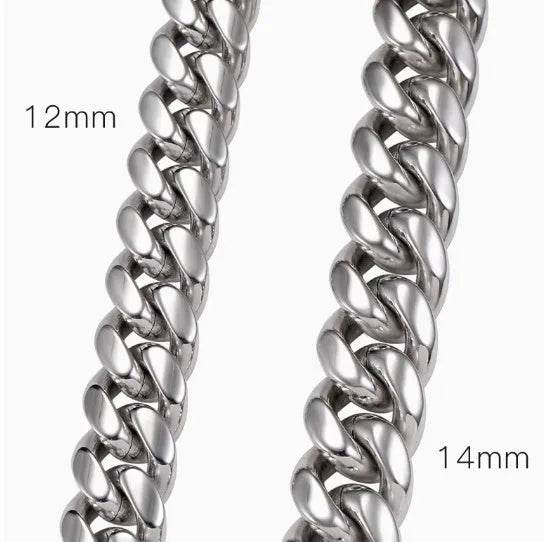 Men's Cuban Link Chain Titanium Steel Silver Bracelet