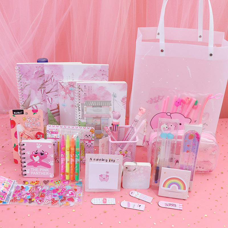 Girls' Pink Stationery Gift Set – Back to School Supplies Box for Elementary & Middle School