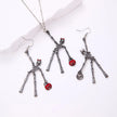 3pcs Halloween Skeleton Earrings And Necklace Set Creative Retro Personality Jewelry Accessories