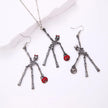 3pcs Halloween Skeleton Earrings And Necklace Set Creative Retro Personality Jewelry Accessories