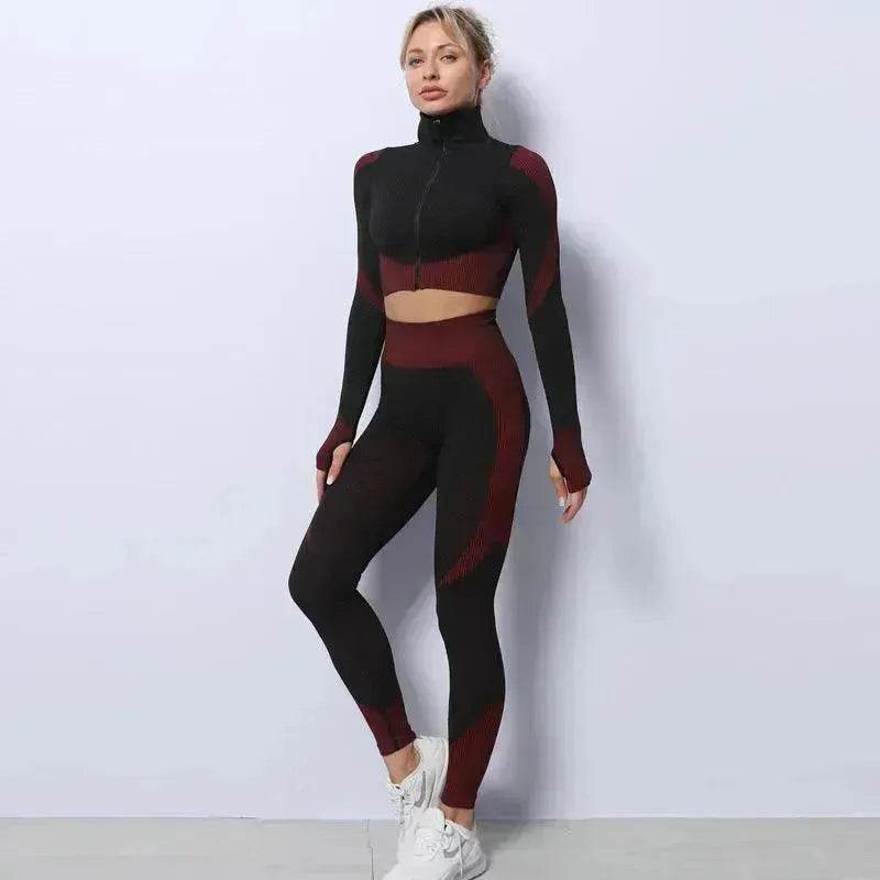 Women's 3-Piece Seamless Gym Workout Set – Leggings, Crop Top & Sports Bra Yoga Fitness Outfit S–4XL