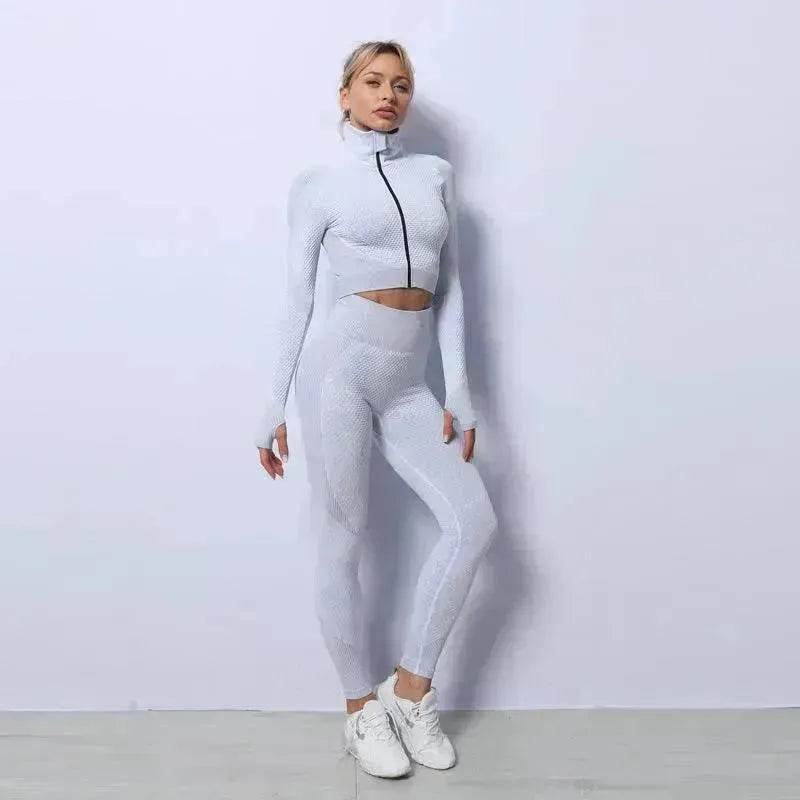 Women's 3-Piece Seamless Gym Workout Set – Leggings, Crop Top & Sports Bra Yoga Fitness Outfit S–4XL