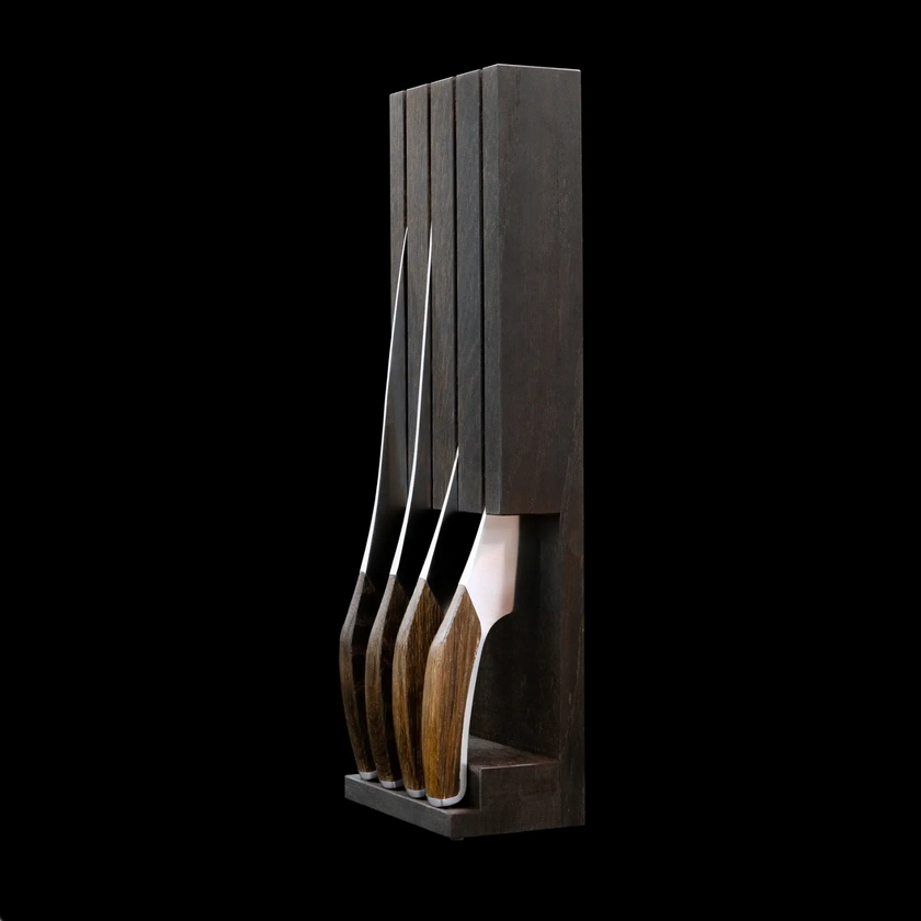 SYNCHROS |  Set of 4 Knives with Oak-wood Knife holder