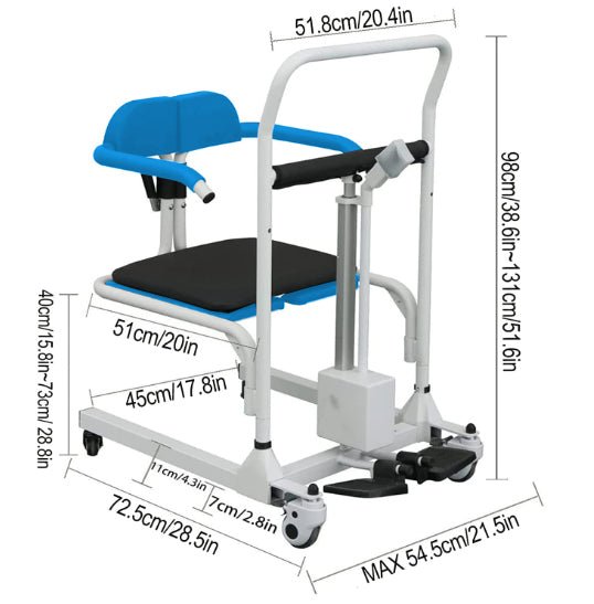 4-In-1 Multifunctional Electric Lift Transfer Chair for Shower & Commode Use in Canada