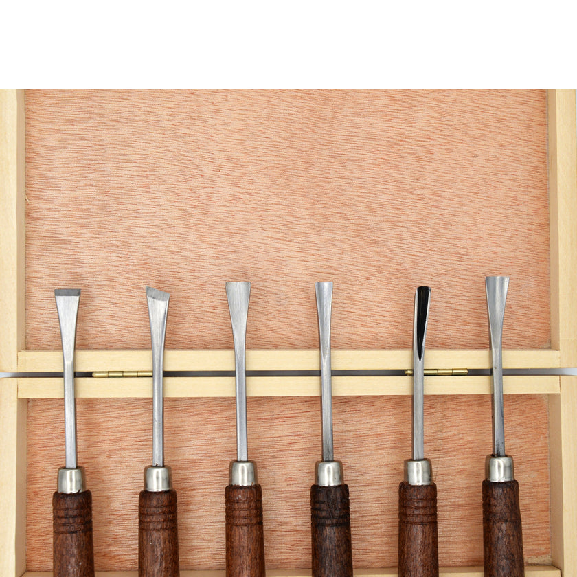 Palm Grip Carving Chisels with Wooden Box - Set Of 6