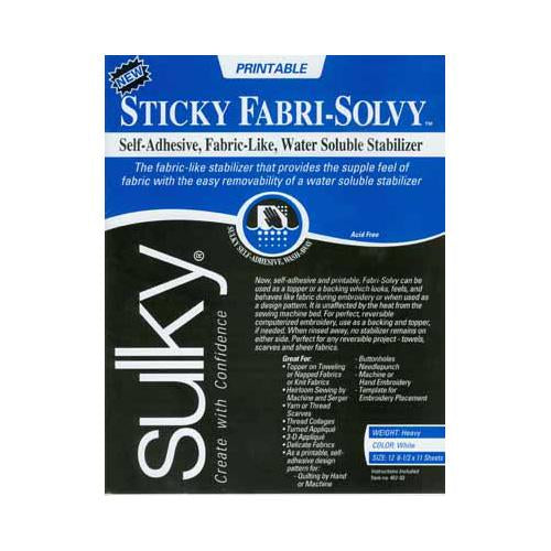 SULKY Sticky Fabri-Solvy - White - 8.5