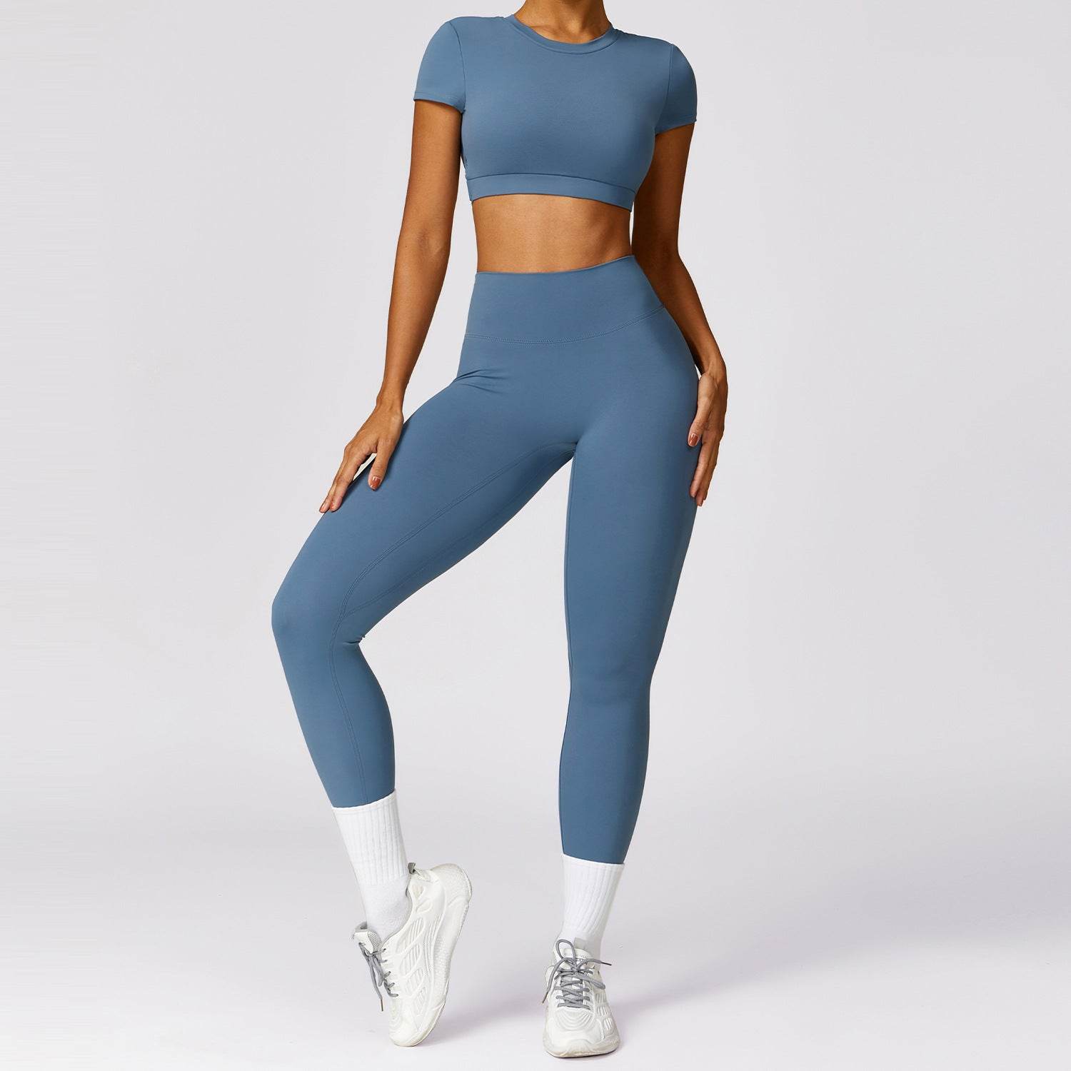 Women 2pcs Workout Gym Outfit Sport Running Fitness wear Pant and crop Top