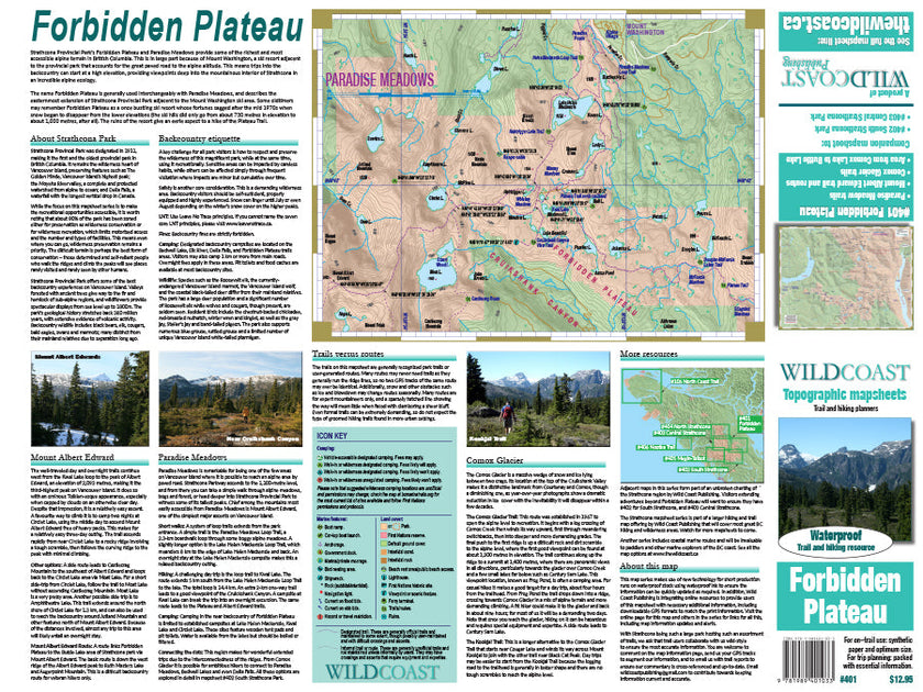 401 - Forbidden Plateau / Strathcona Provincial Park Topographic Trail Map