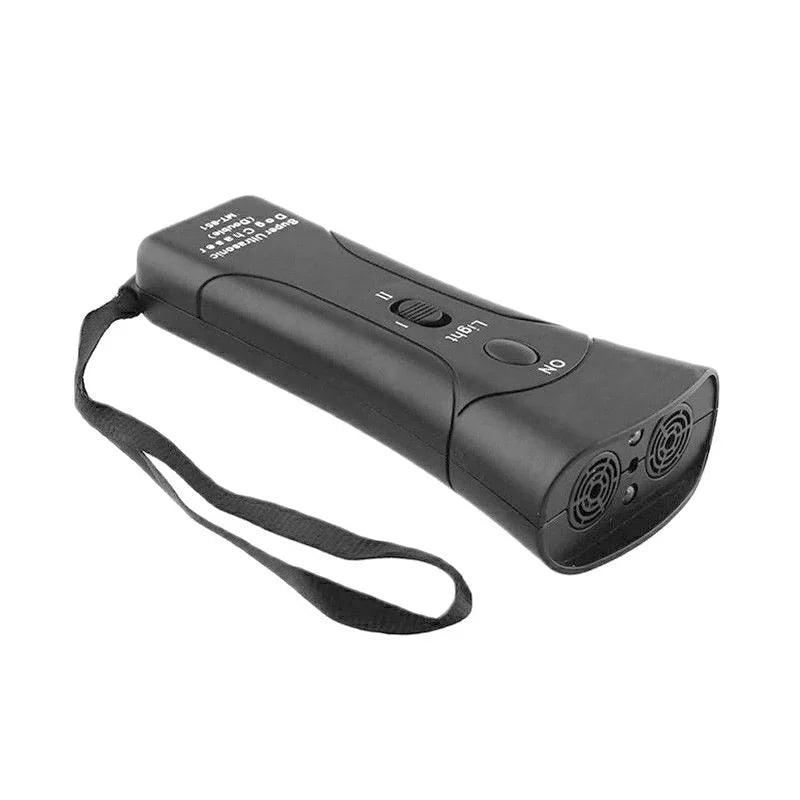3-in-1 Anti Barking Dog Training Device – Ultrasonic Repeller & LED Flashlight (Black / Yellow)