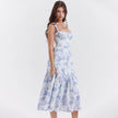 Spring And Summer Comely Pastoral Style Sling Floral A Swing Cake Dress