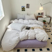 Cotton Yarn-dyed Washed Cotton Four-piece Set Full-cotton Fitted Sheet Non-printed Minimalist Bed Sheet Duvet Cover