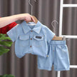 Lapel Short Sleeve Suit Children's Clothing Casual wear for boys Denim Two piece for boys
