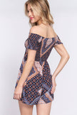 Short Sleeve Off the Shoulder Smocked Floral Print Romper