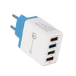 4-Port USB Wall Charger with Quick Charge 3.0 – EU, UK & US Plug | Multi-Colour