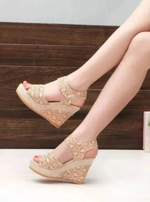 Platform High Wedge Sandals Plain Work sandals for women